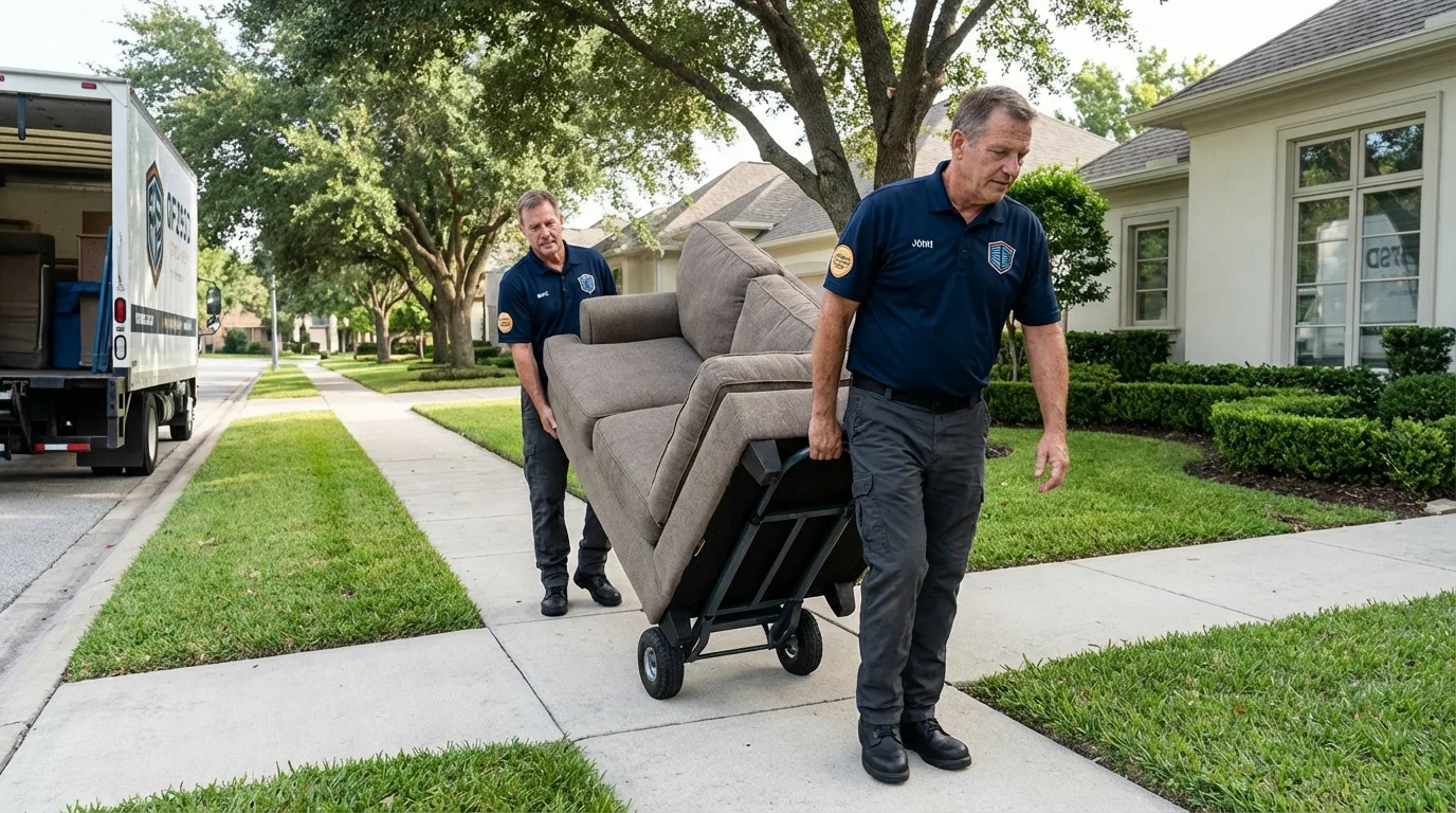 Local residential moving crew loading furniture in Westford, MA